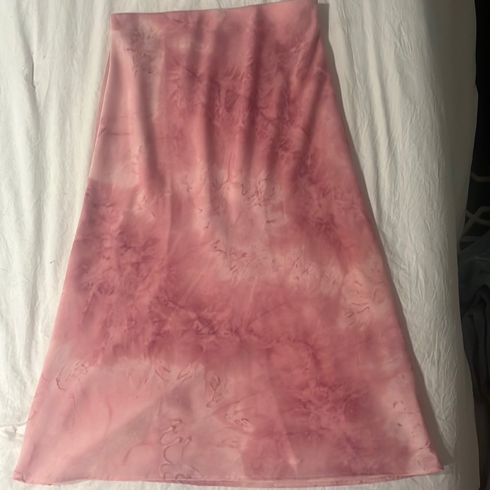 pink mid calf skirt